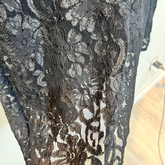 90’s Y2K Black Lace Vneck Long Sleeve Sheer Dress Sz S Whimsigoth Made in USA - Picture 2 of 6